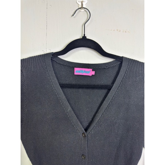 Edikted Jazlyn Long Sleeve Rib Sweater Dress Midi Length Goth Grunge Size Medium - Picture 3 of 6